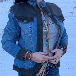 Ladies leather & denim jacket